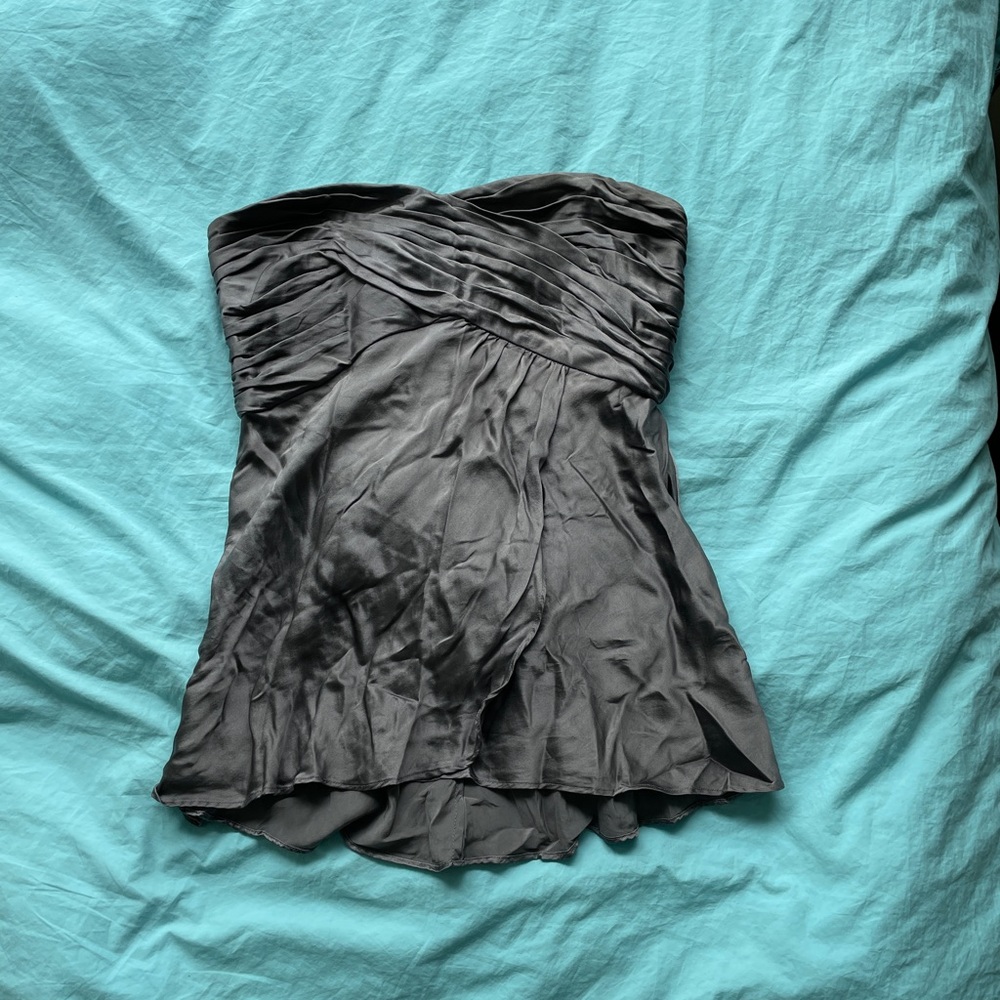 YTK Taupe Strapless Silk Top